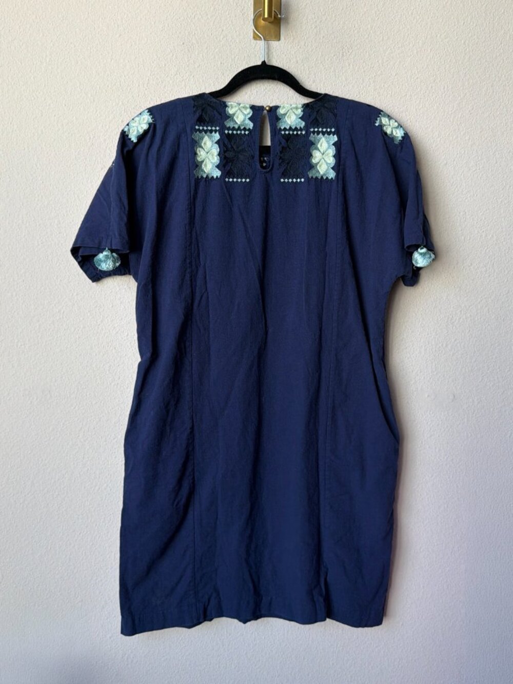 Figue Navy Cotton Embroidered Shift Dress Size M - Picture 4 of 6